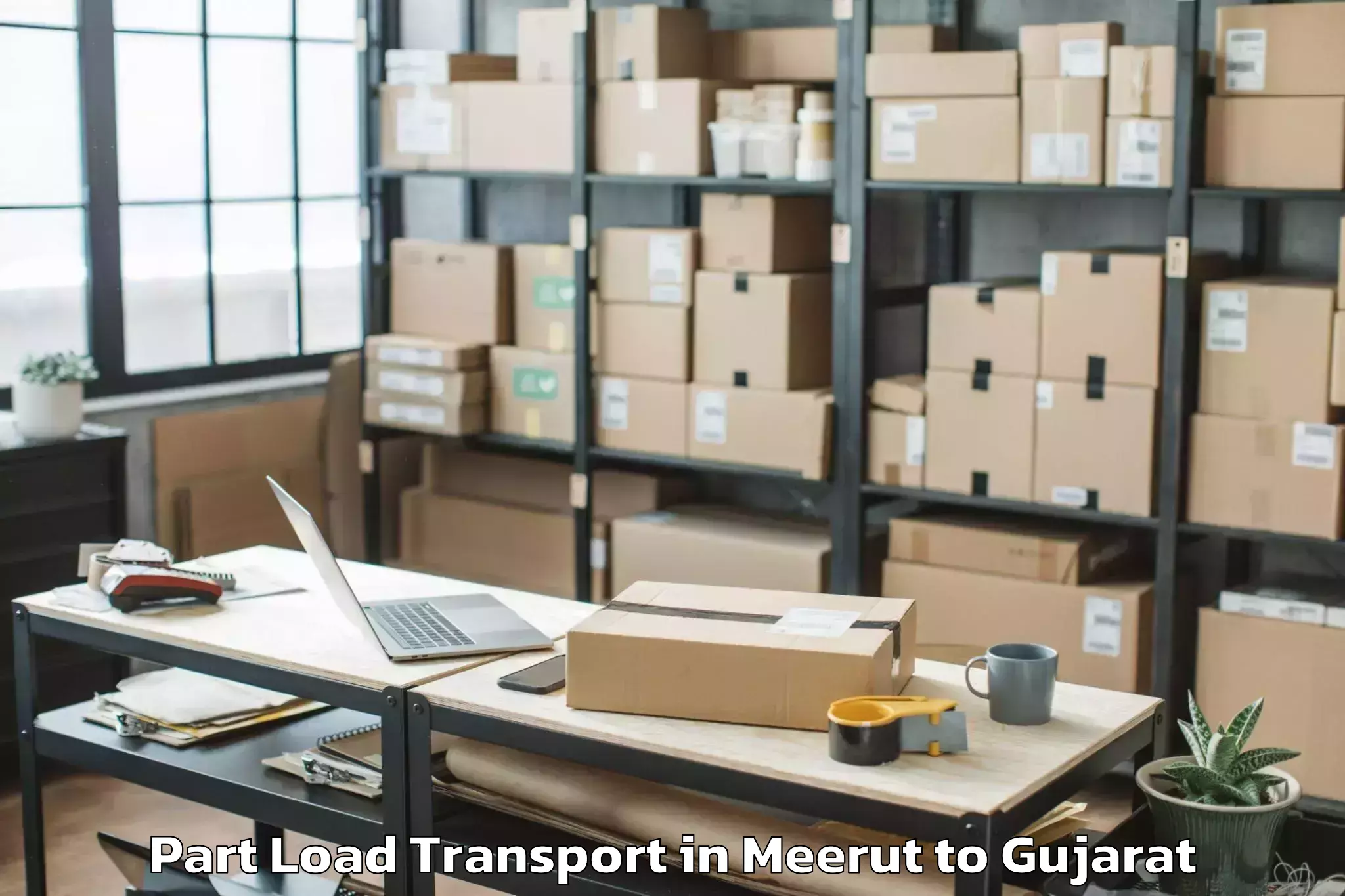 Easy Meerut to Jamjodhpur Part Load Transport Booking